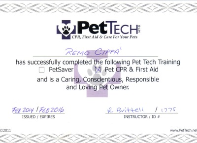 Certified in Pet CPR